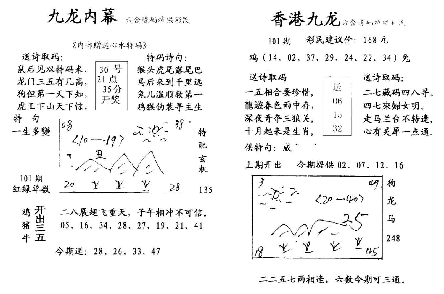 九龙内幕--开奖报-101