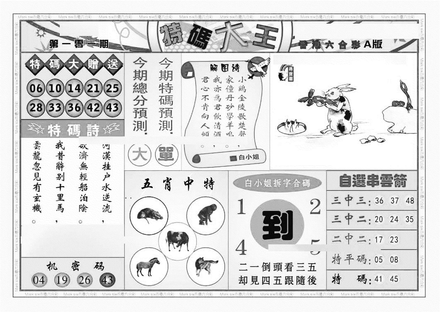 特码大王A（新图）-101