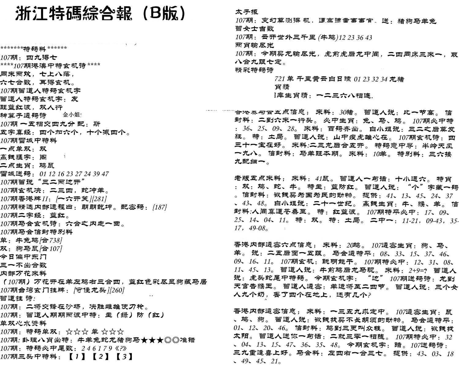 浙江特码综合报B-107