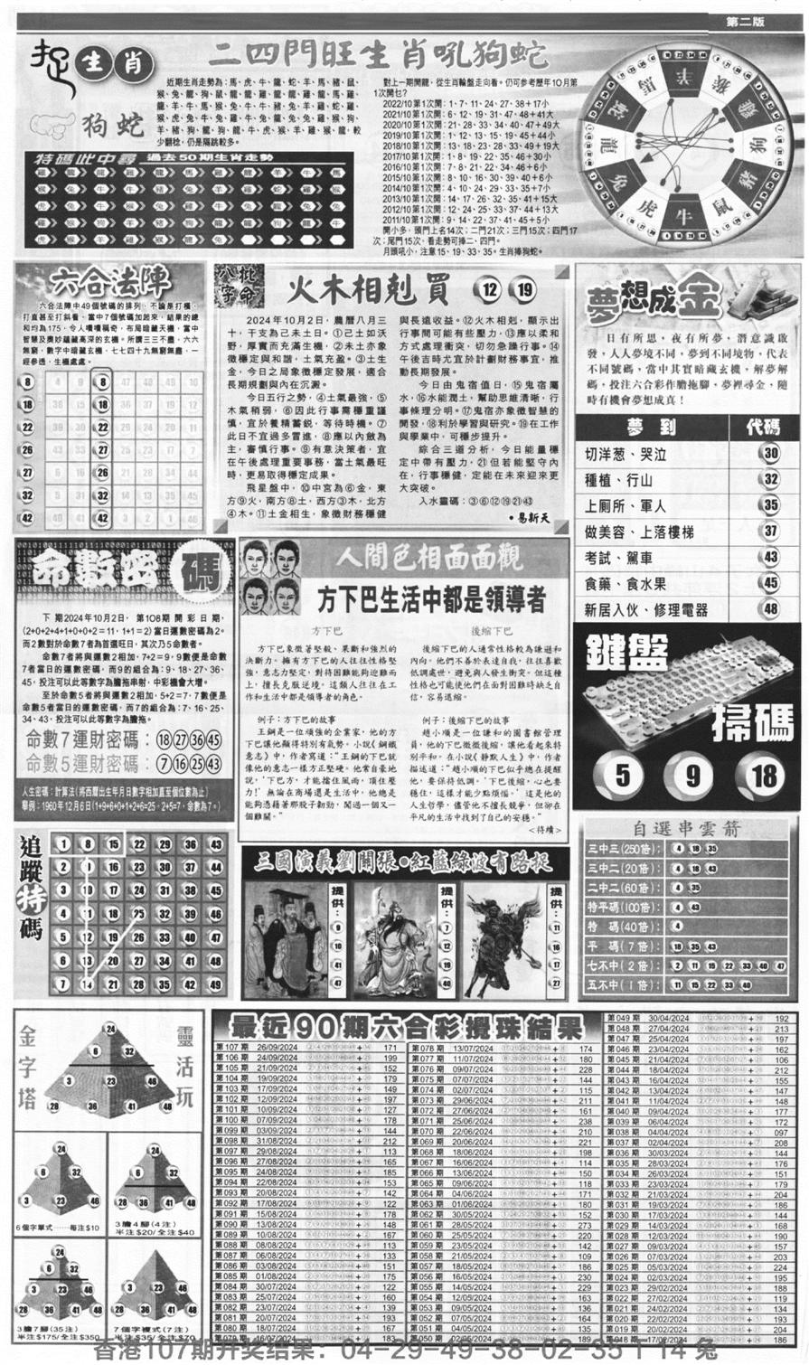 新报跑狗B(背面)-108