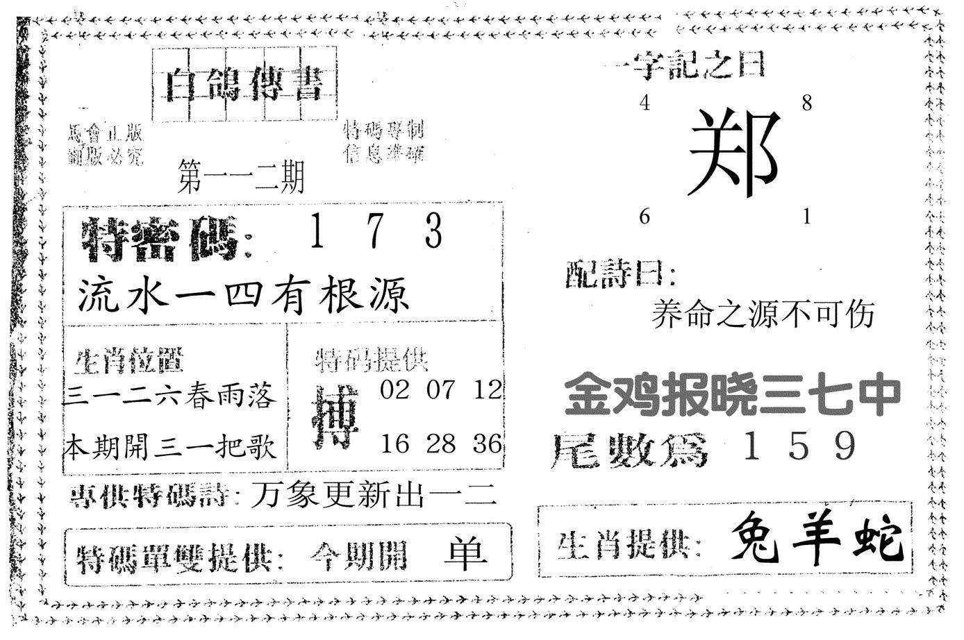 白鸽传书-112