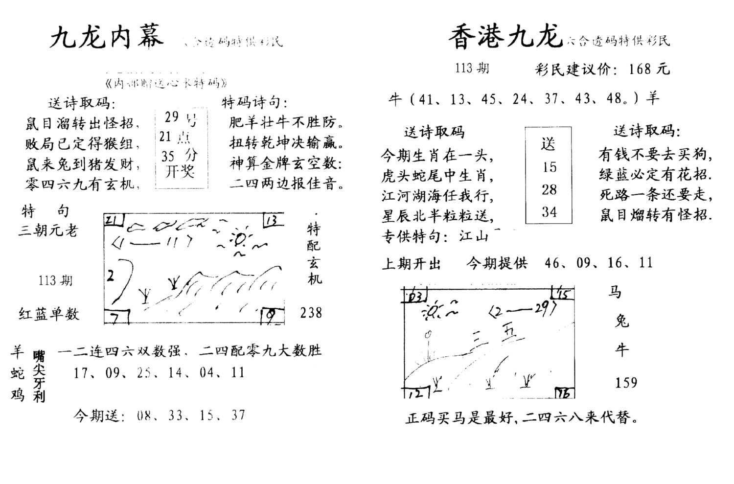 九龙内幕--开奖报-113