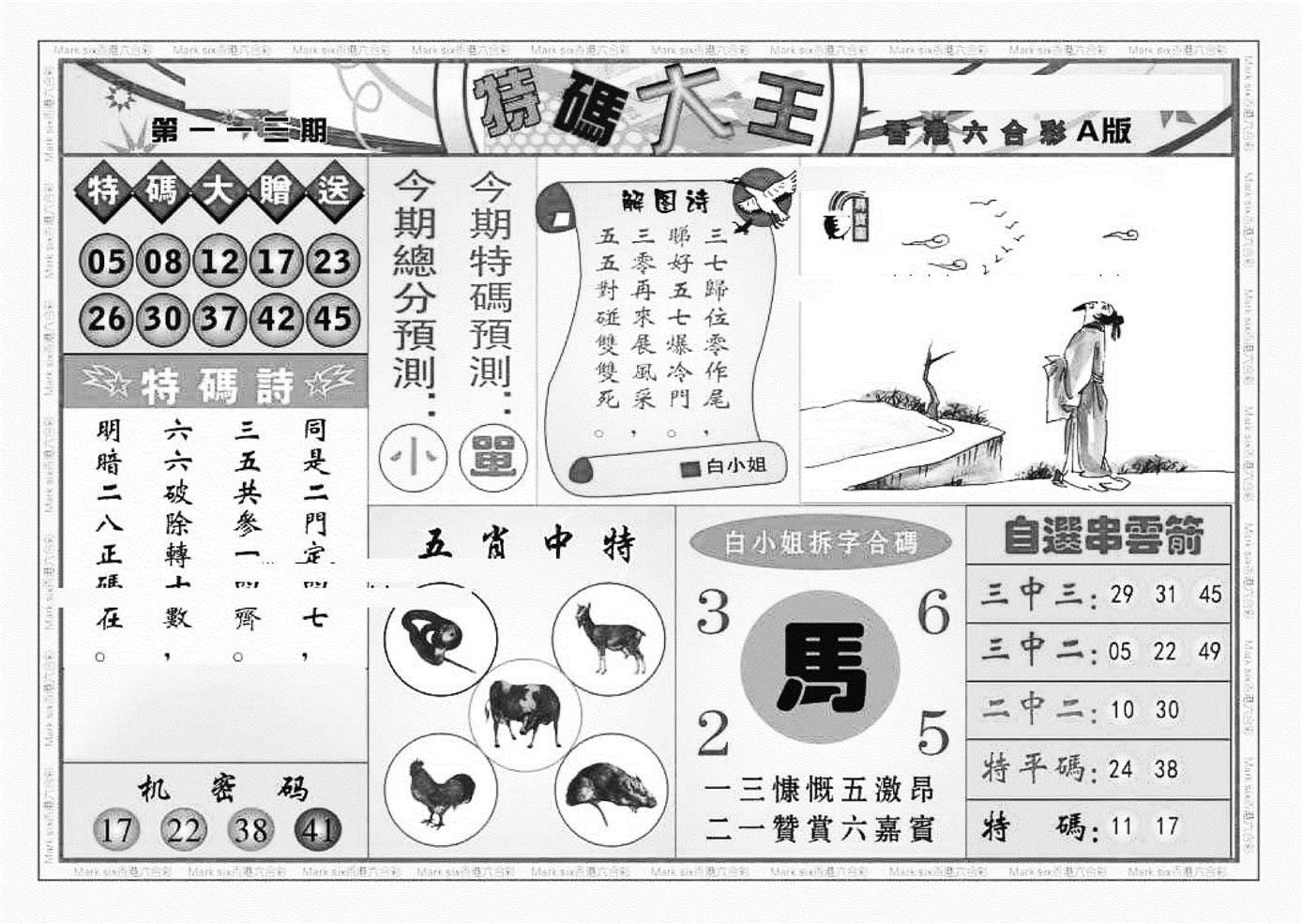 特码大王A（新图）-113