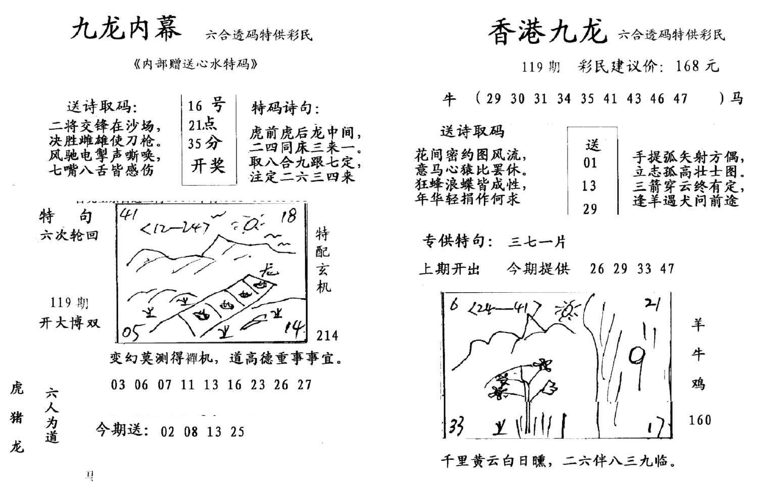 九龙内幕--开奖报-119