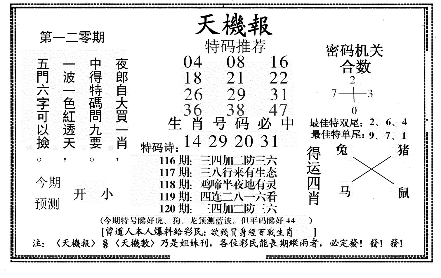 新天机报-120