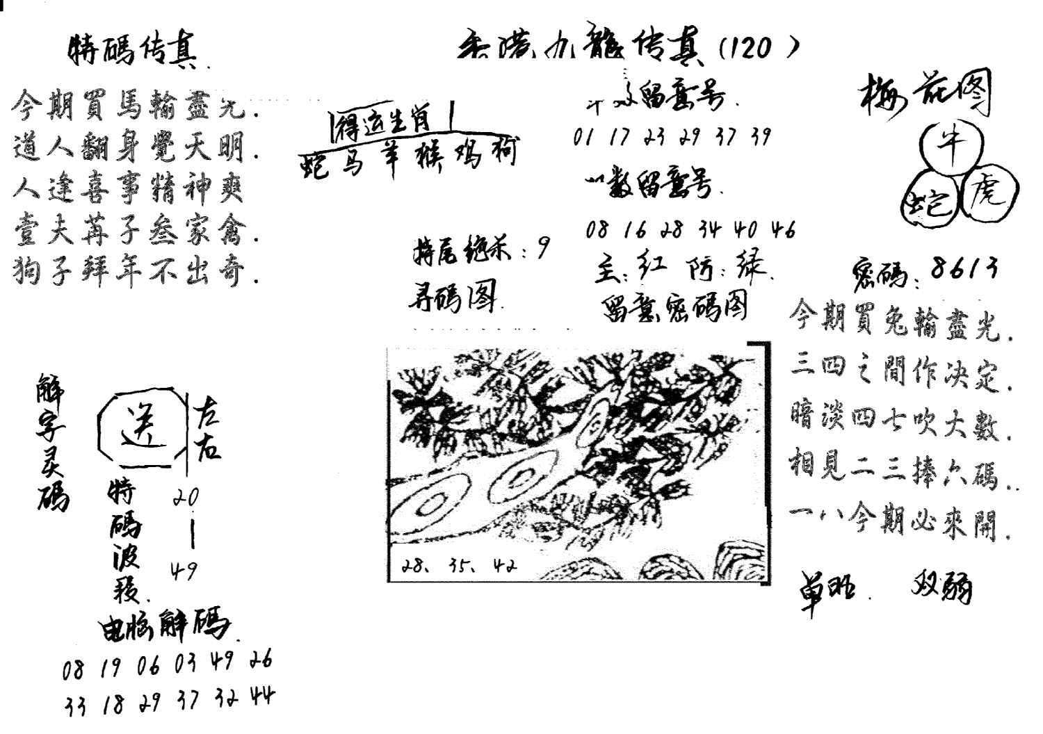 特码传真梅花图(手写版)-120