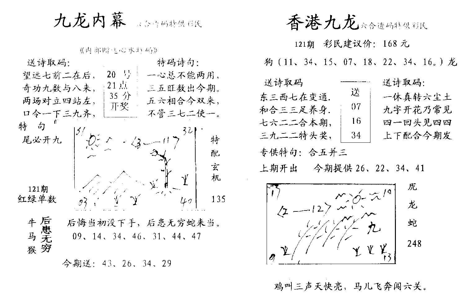 九龙内幕--开奖报-121