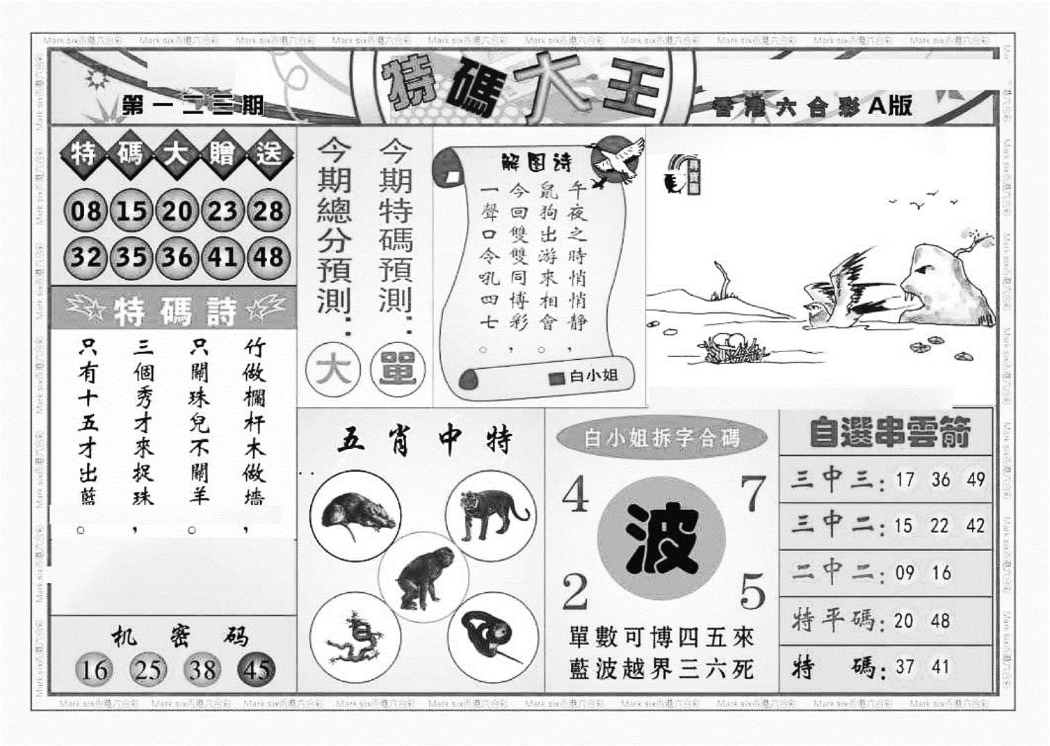 特码大王A（新图）-123