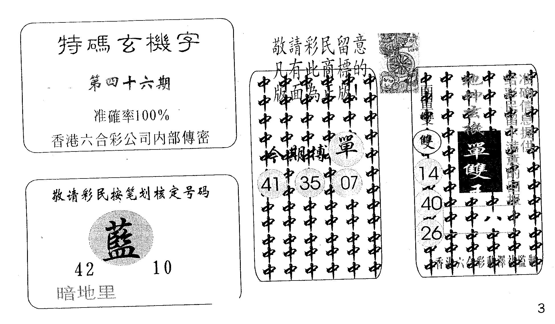 特码玄机字-46