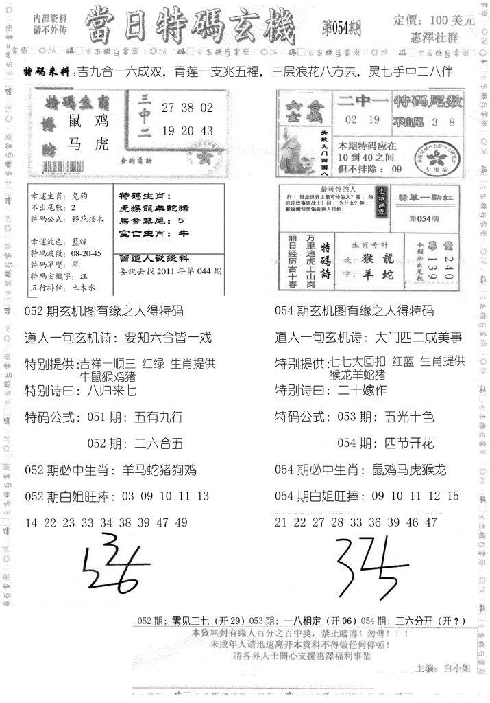 当日特码玄机B-54