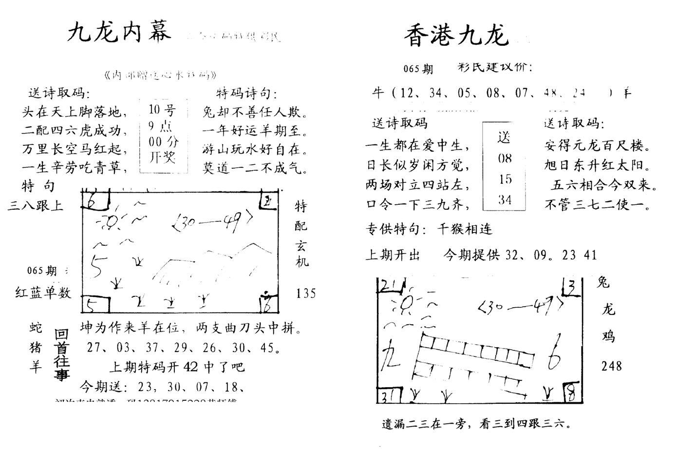 九龙内幕--开奖报-65