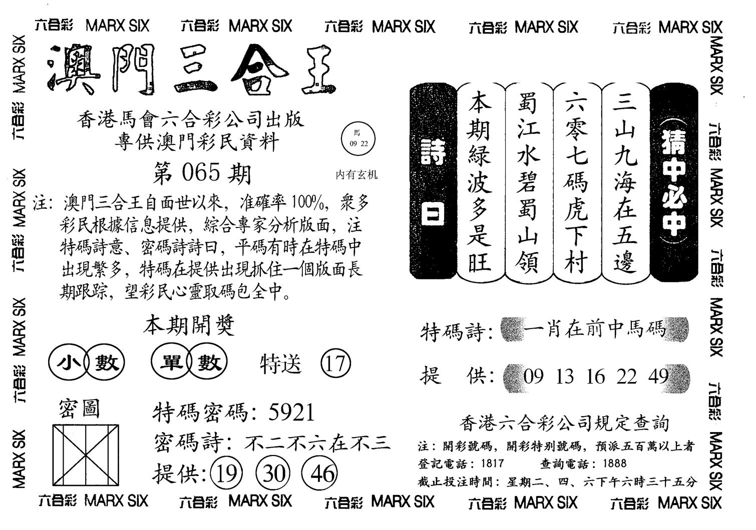 另澳门三合王B-65