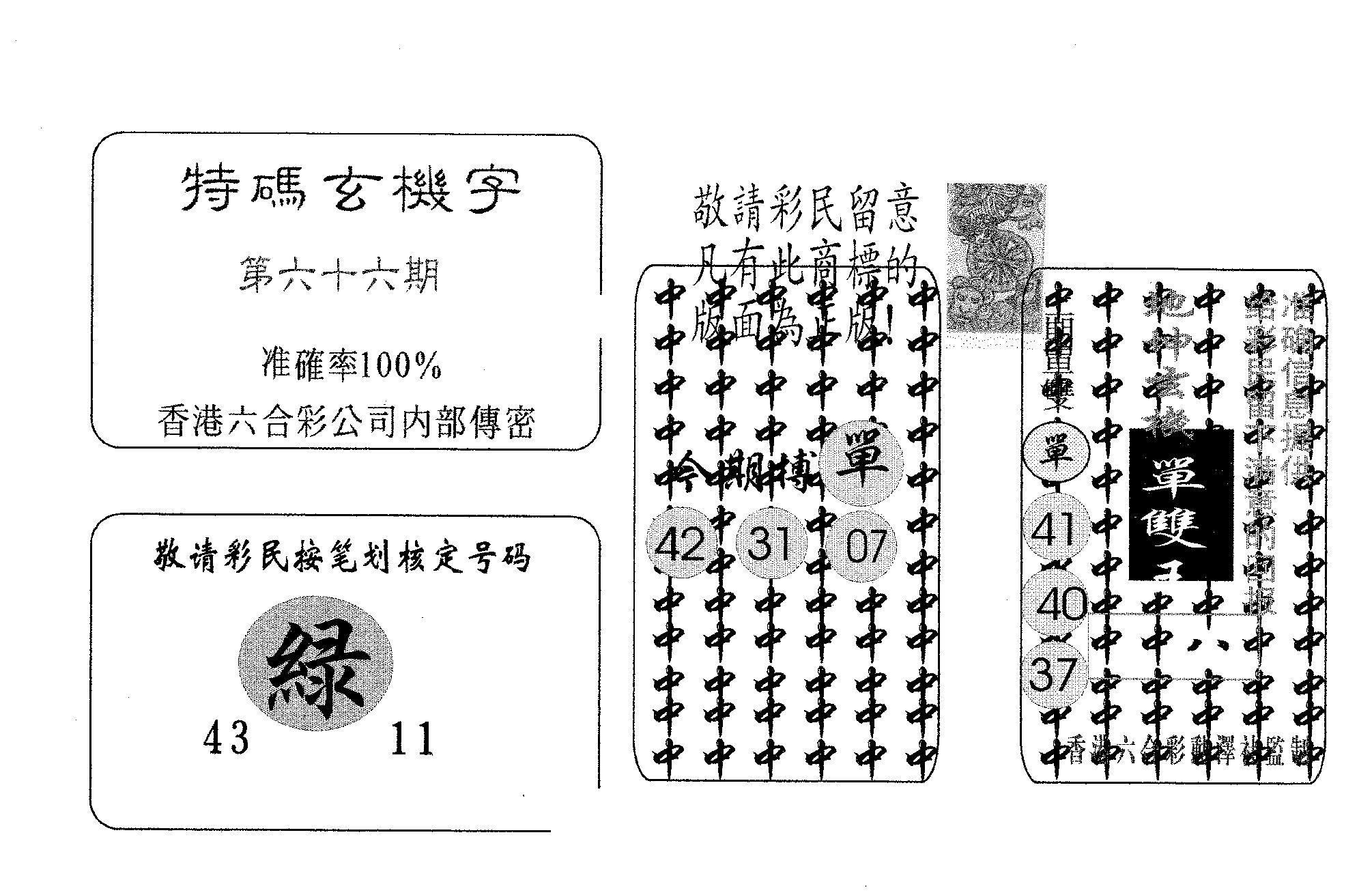 特码玄机字-66