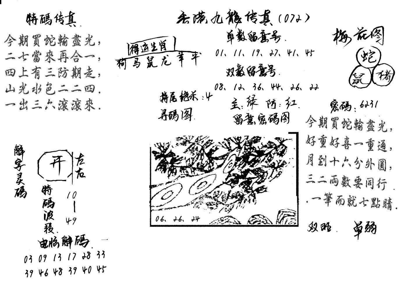 特码传真梅花图(手写版)-72