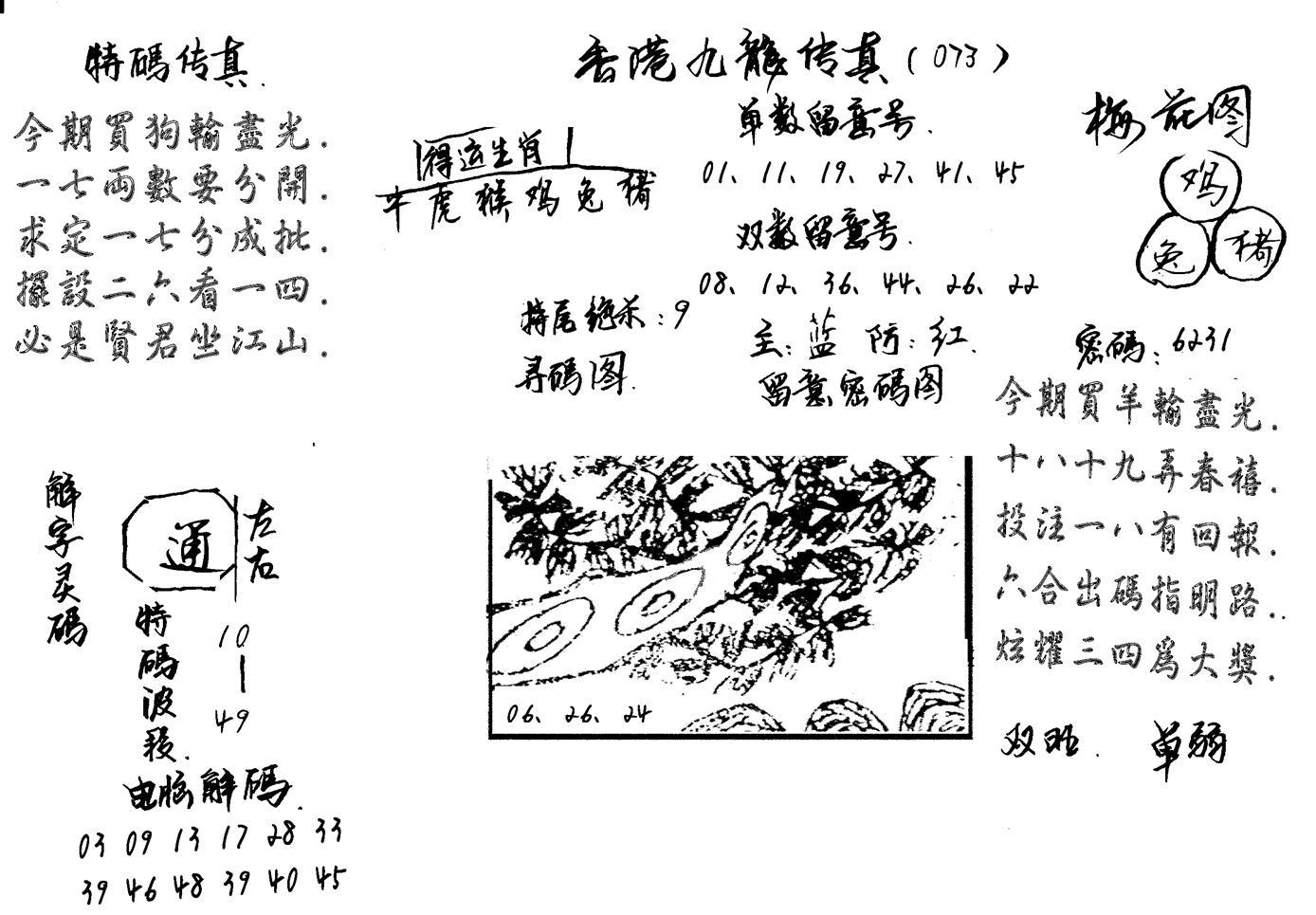 特码传真梅花图(手写版)-73