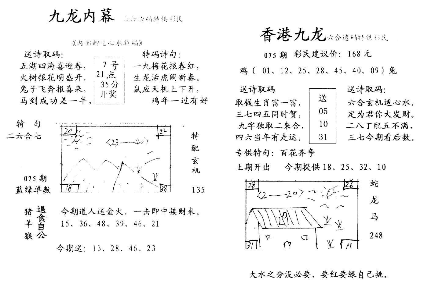 九龙内幕--开奖报-75