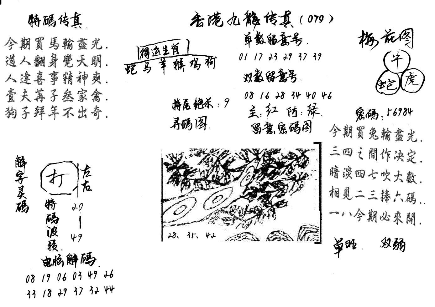 特码传真梅花图(手写版)-79