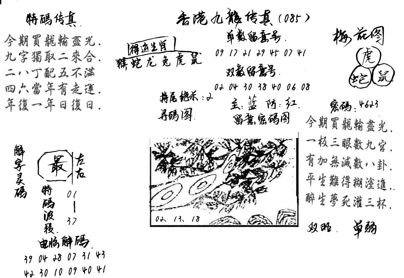 特码传真梅花图(手写版)-85