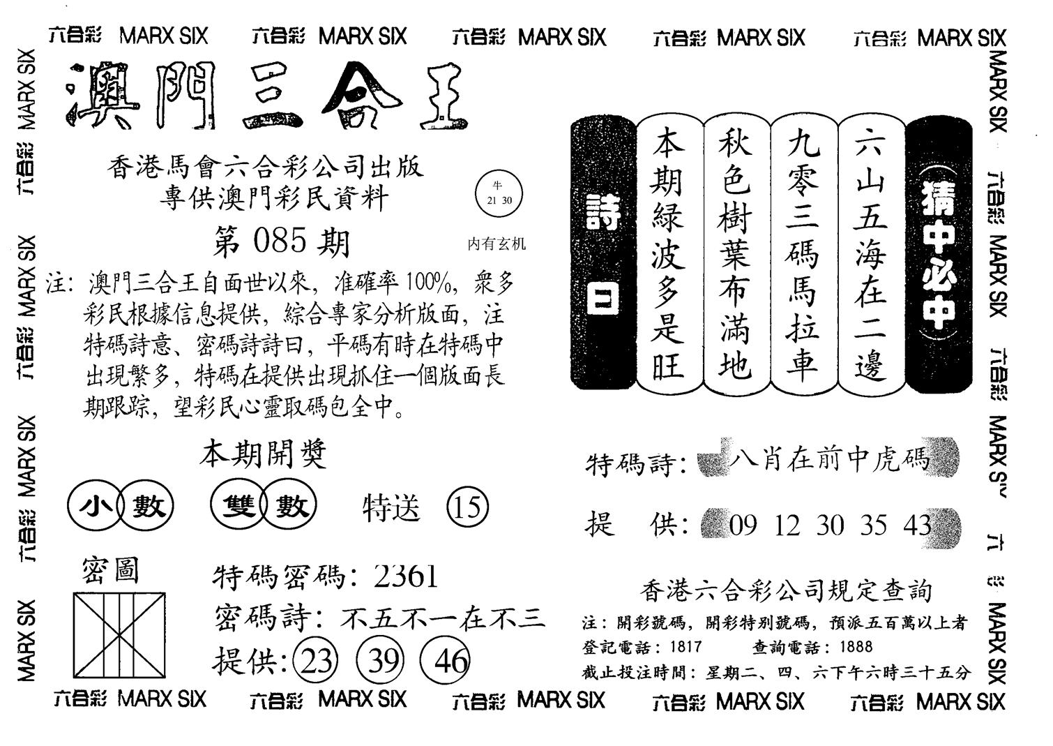 另澳门三合王A-85