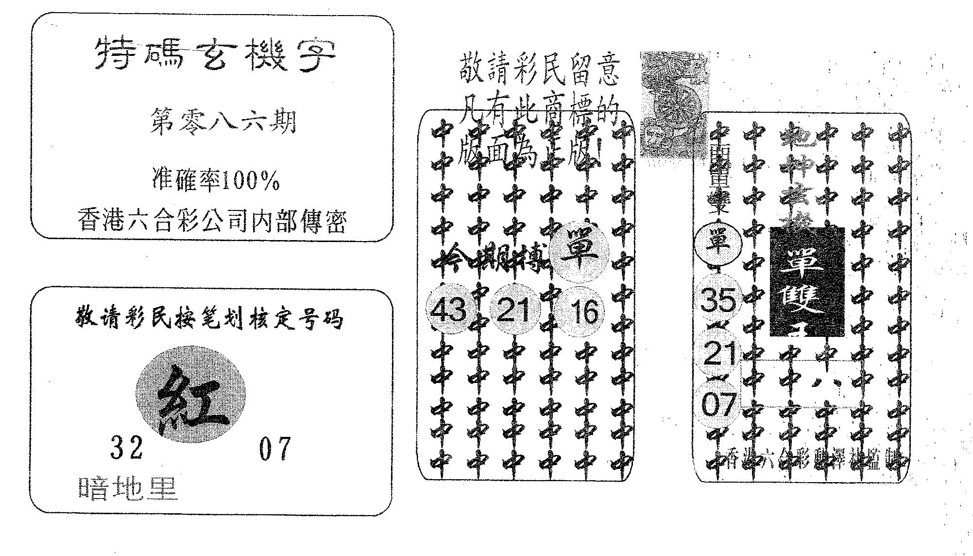 特码玄机字-86