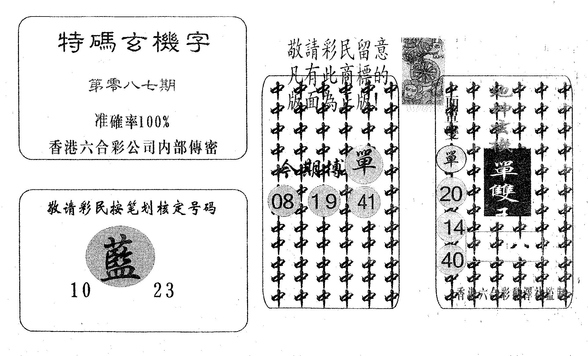 特码玄机字-87