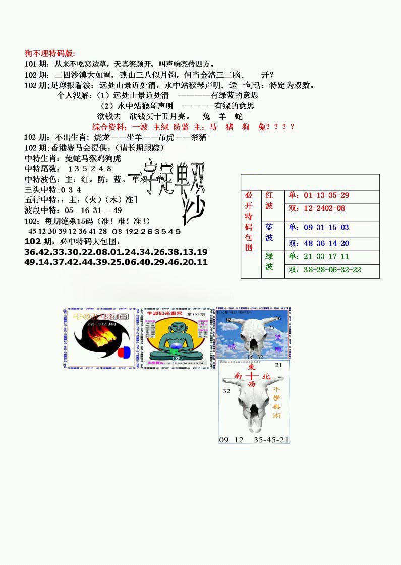 狗不理特码报-102