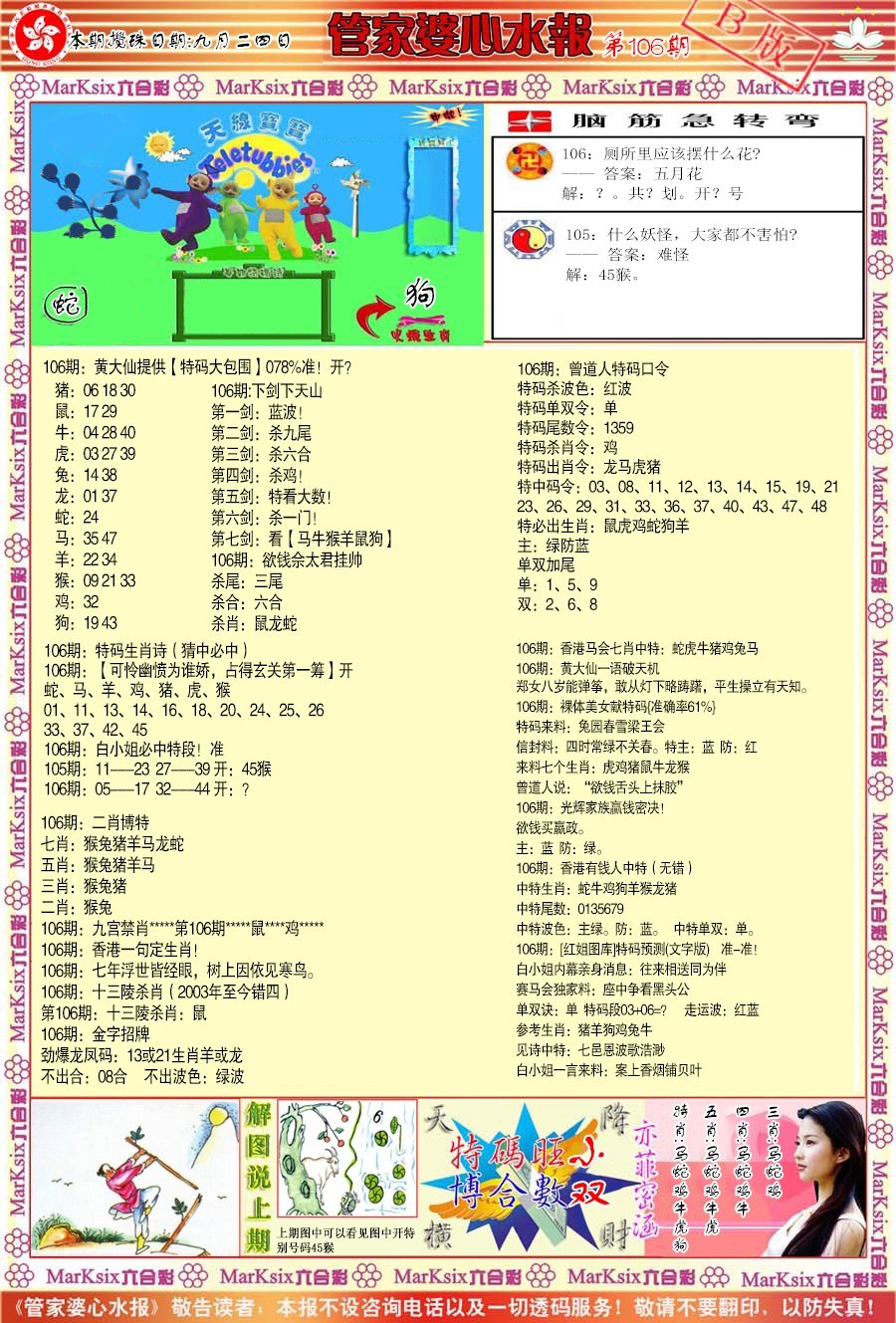 管家婆心水报B-106