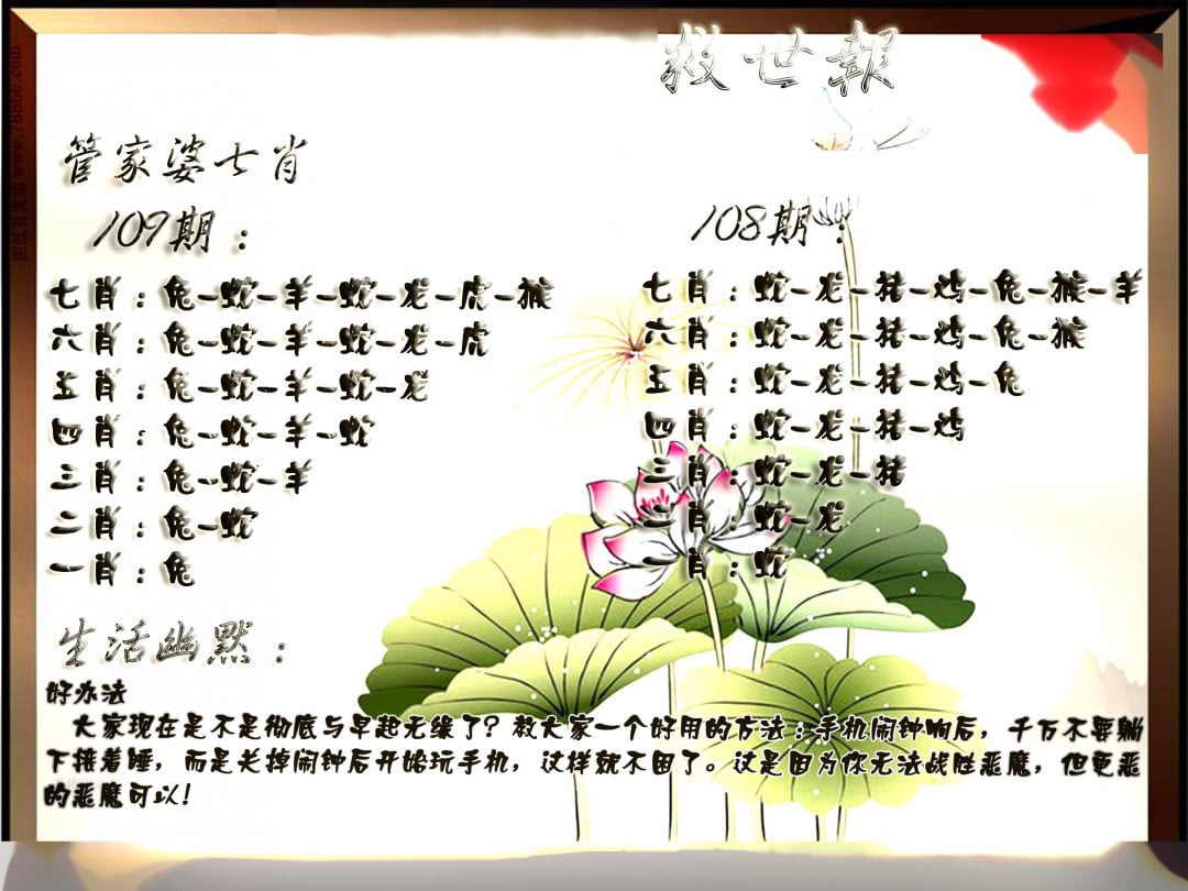 特码救世报-109