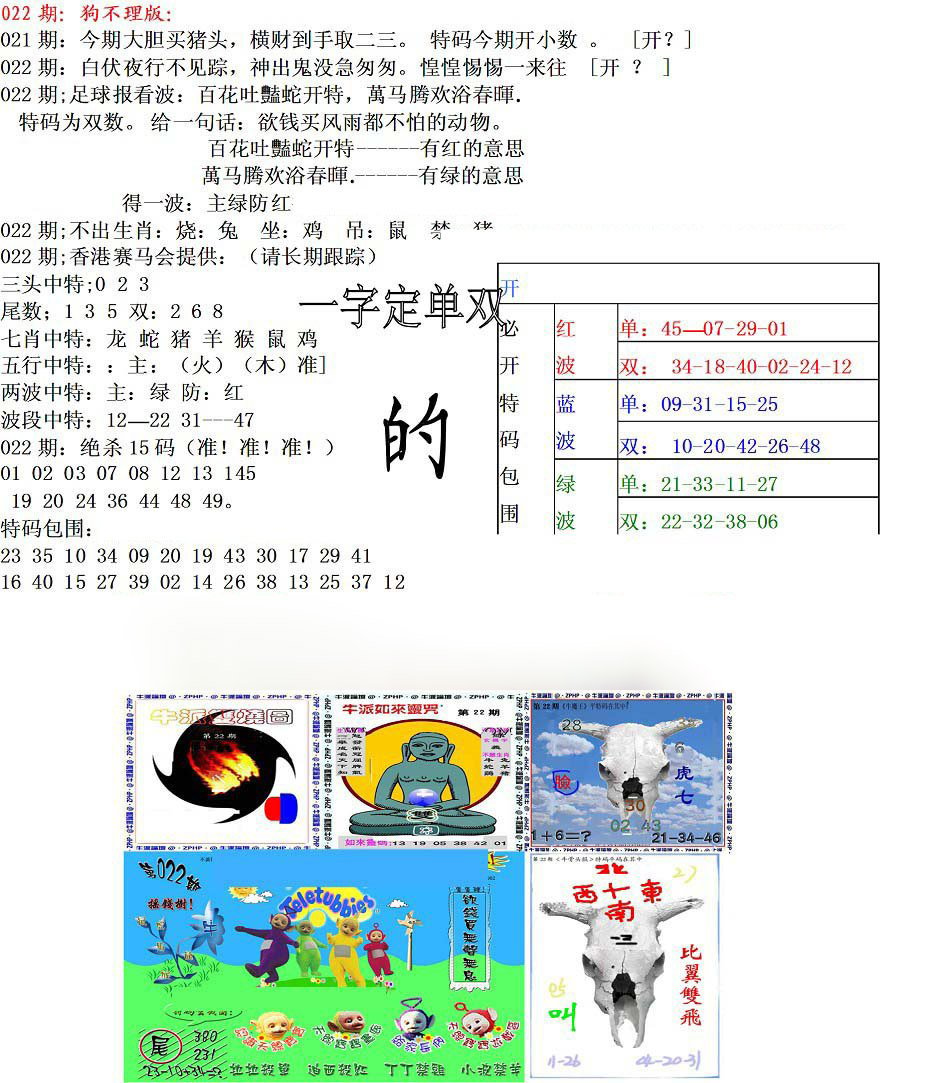 狗不理特码报-22