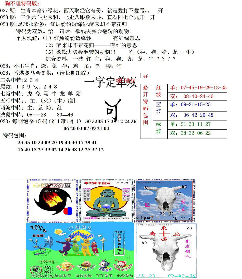 狗不理特码报-28