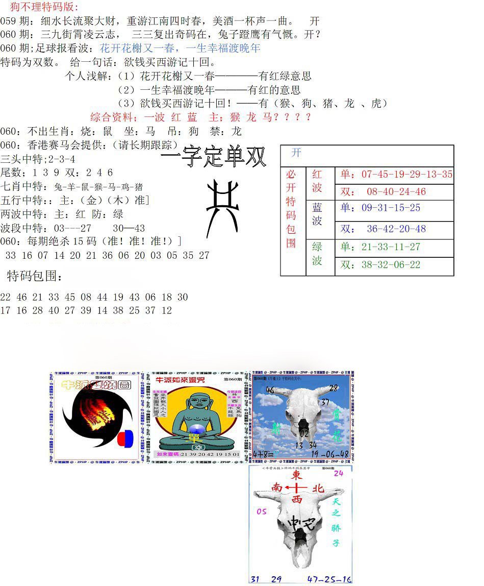 狗不理特码报-60