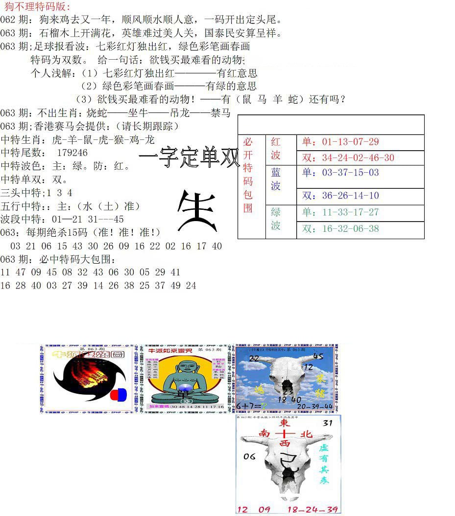 狗不理特码报-63