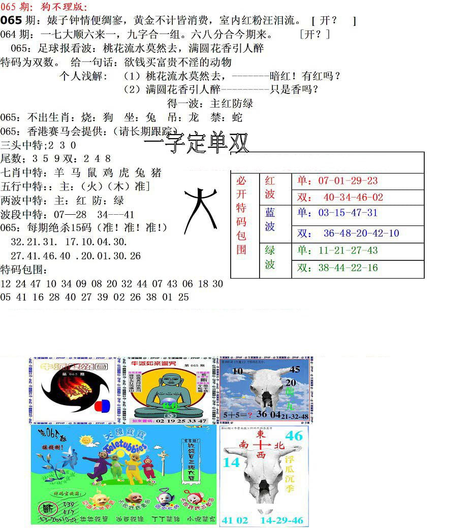 狗不理特码报-65