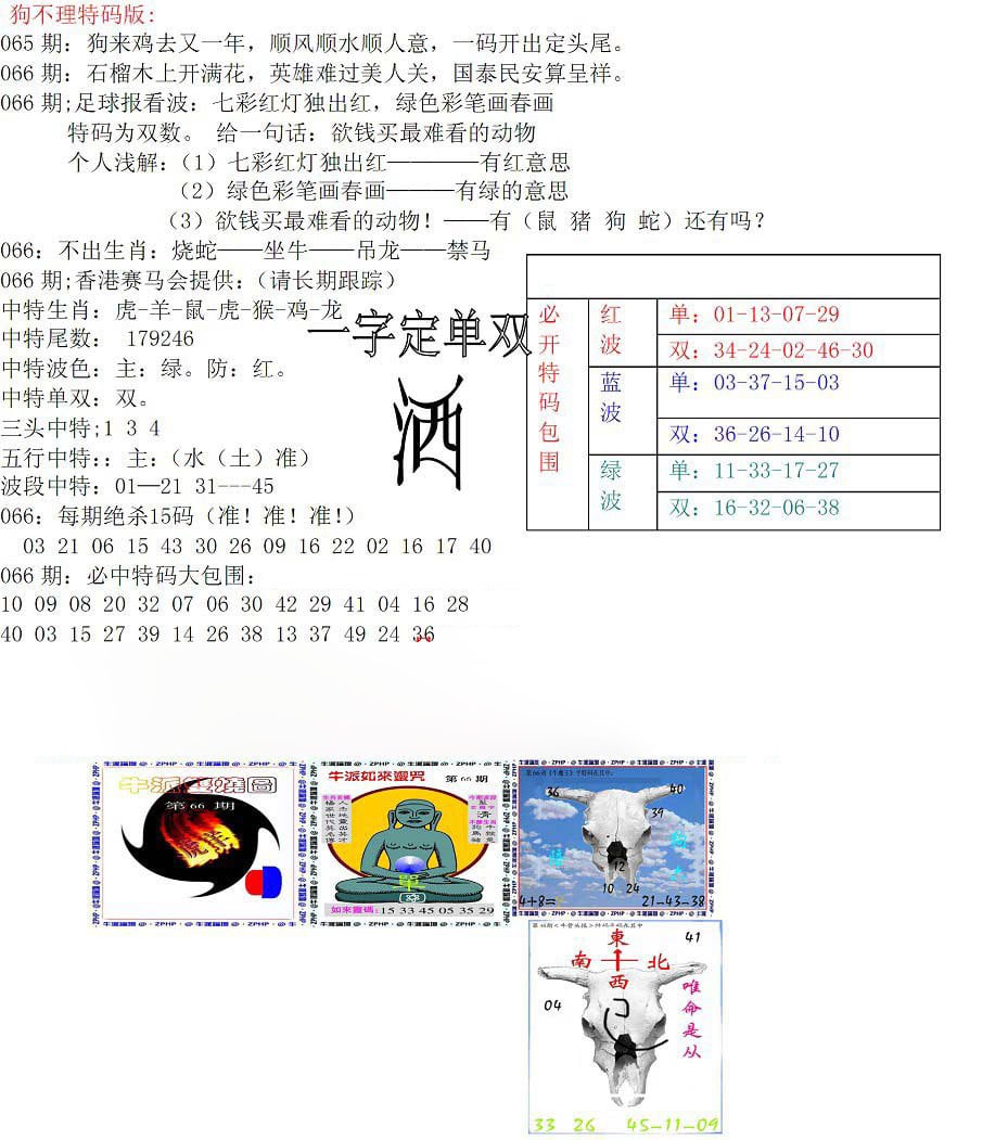 狗不理特码报-66