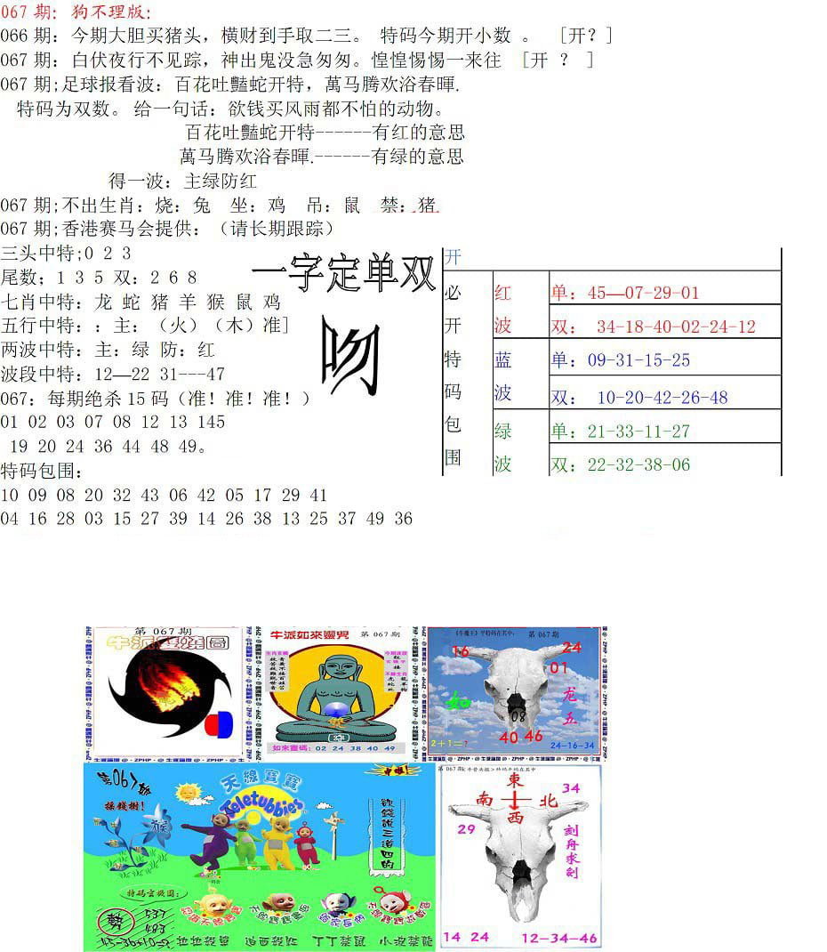 狗不理特码报-67