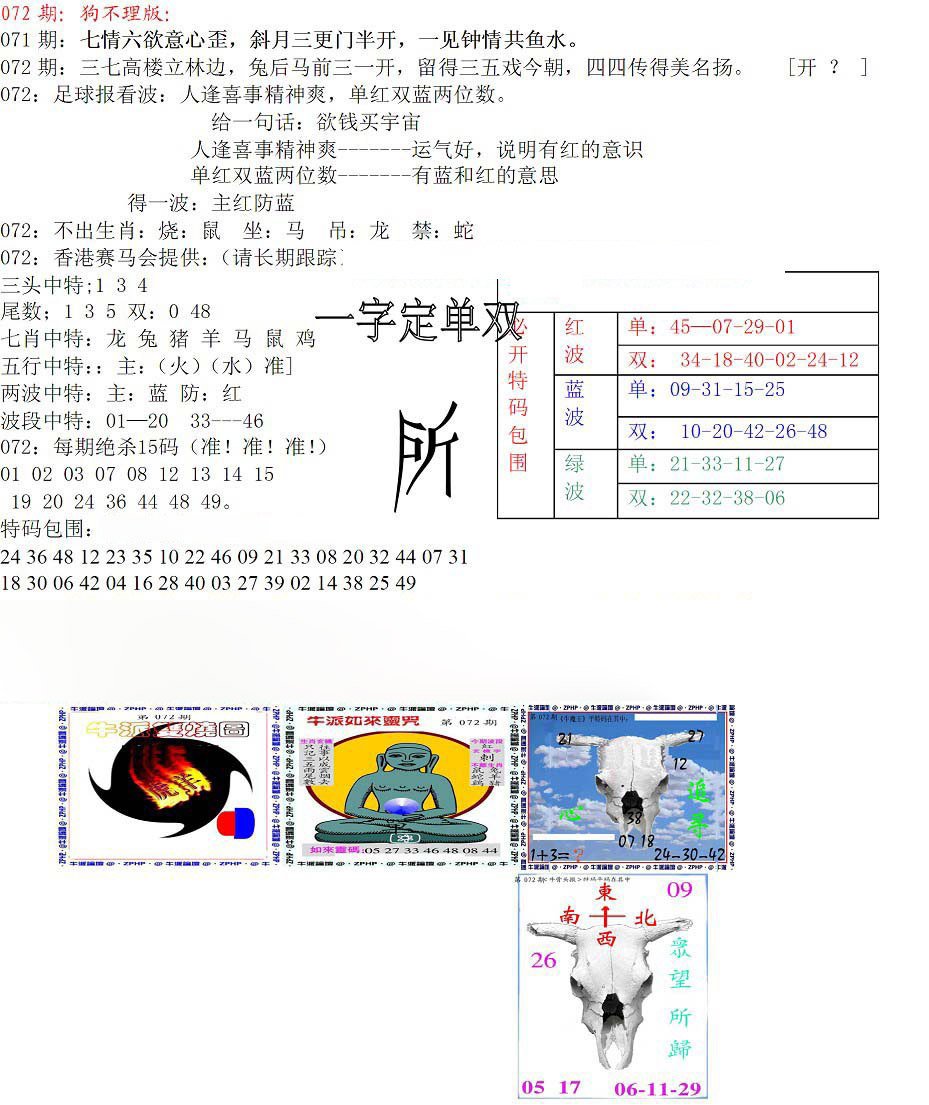 狗不理特码报-72