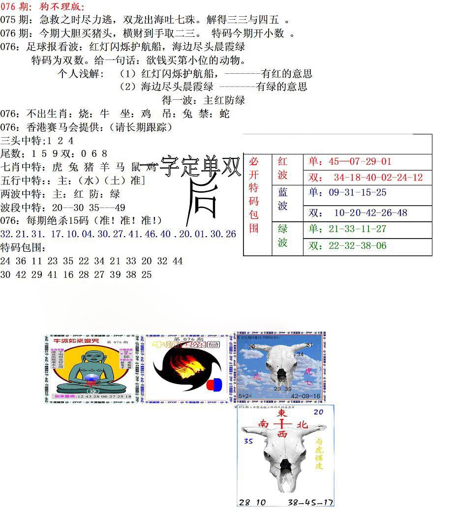 狗不理特码报-76