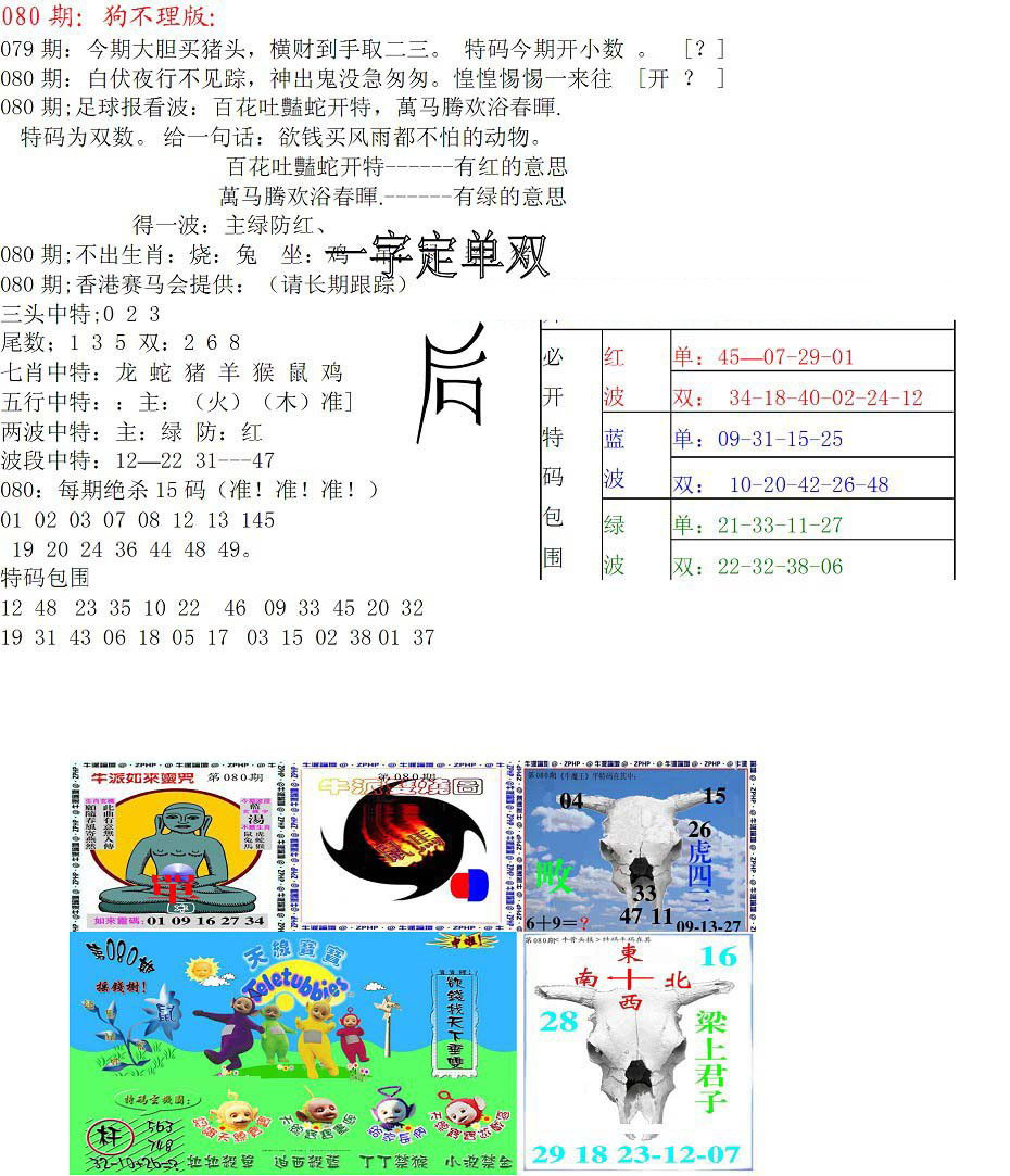 狗不理特码报-80