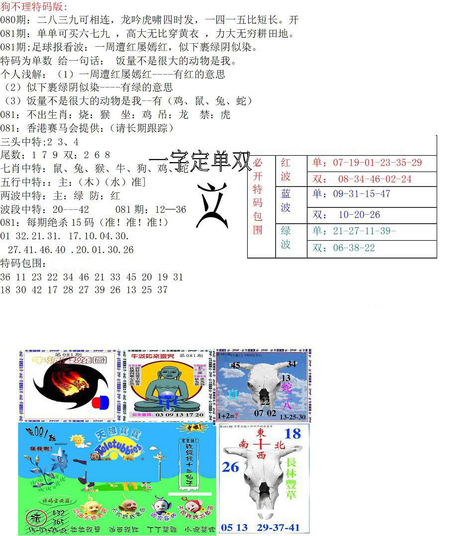 狗不理特码报-81