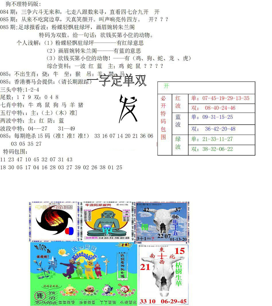 狗不理特码报-85