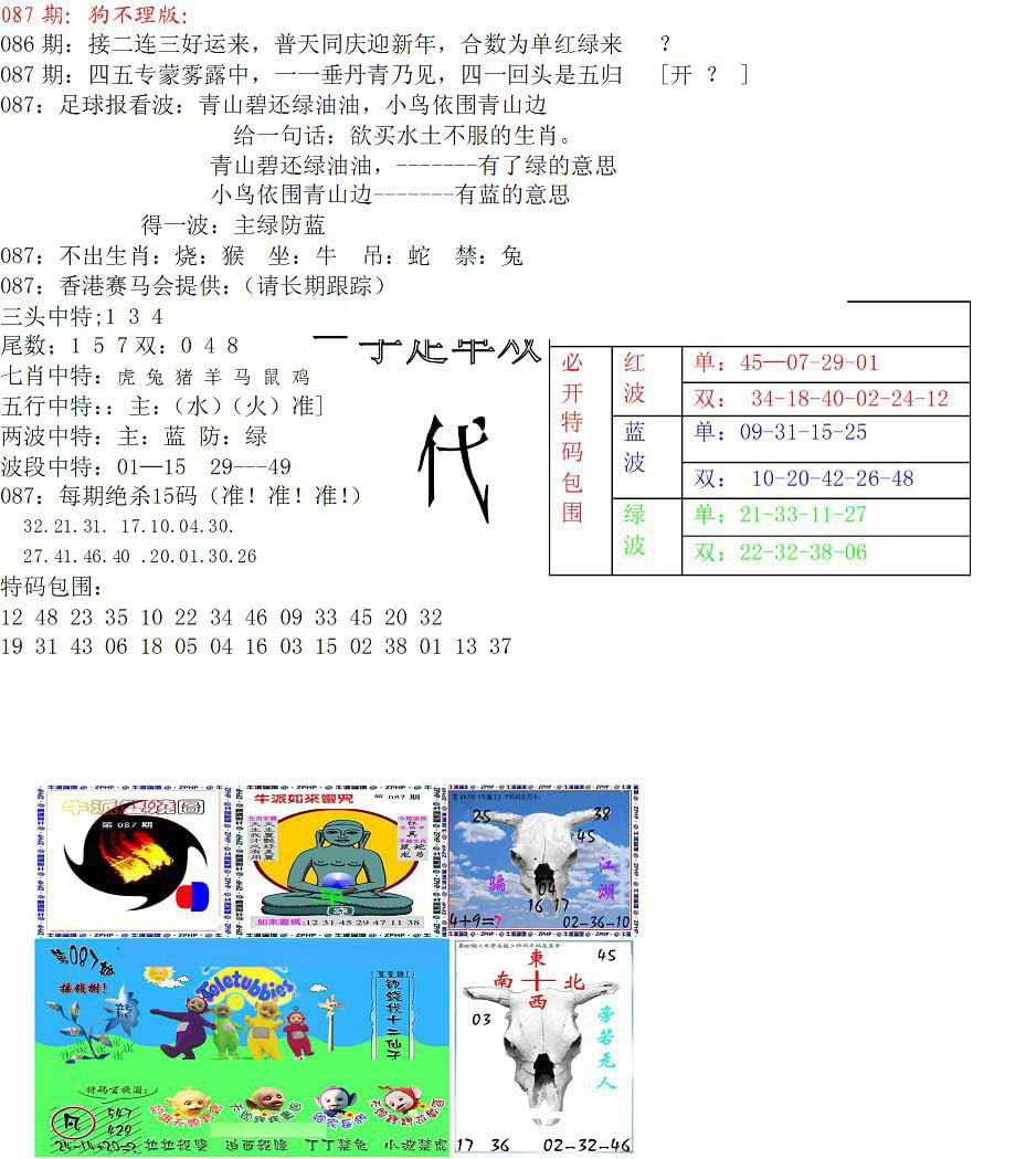 狗不理特码报-87