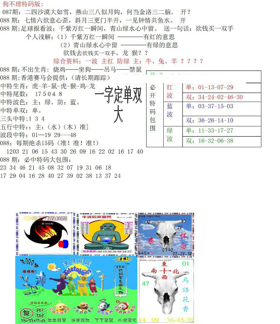 狗不理特码报-88