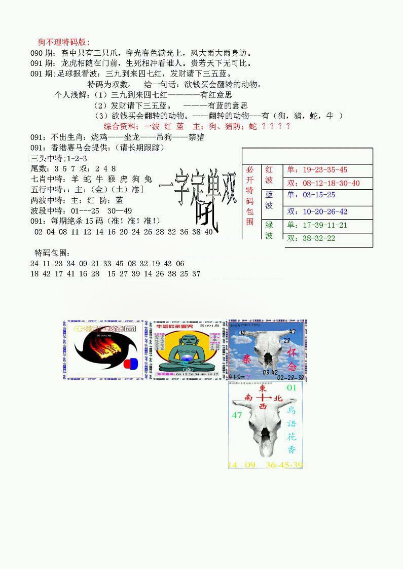 狗不理特码报-91